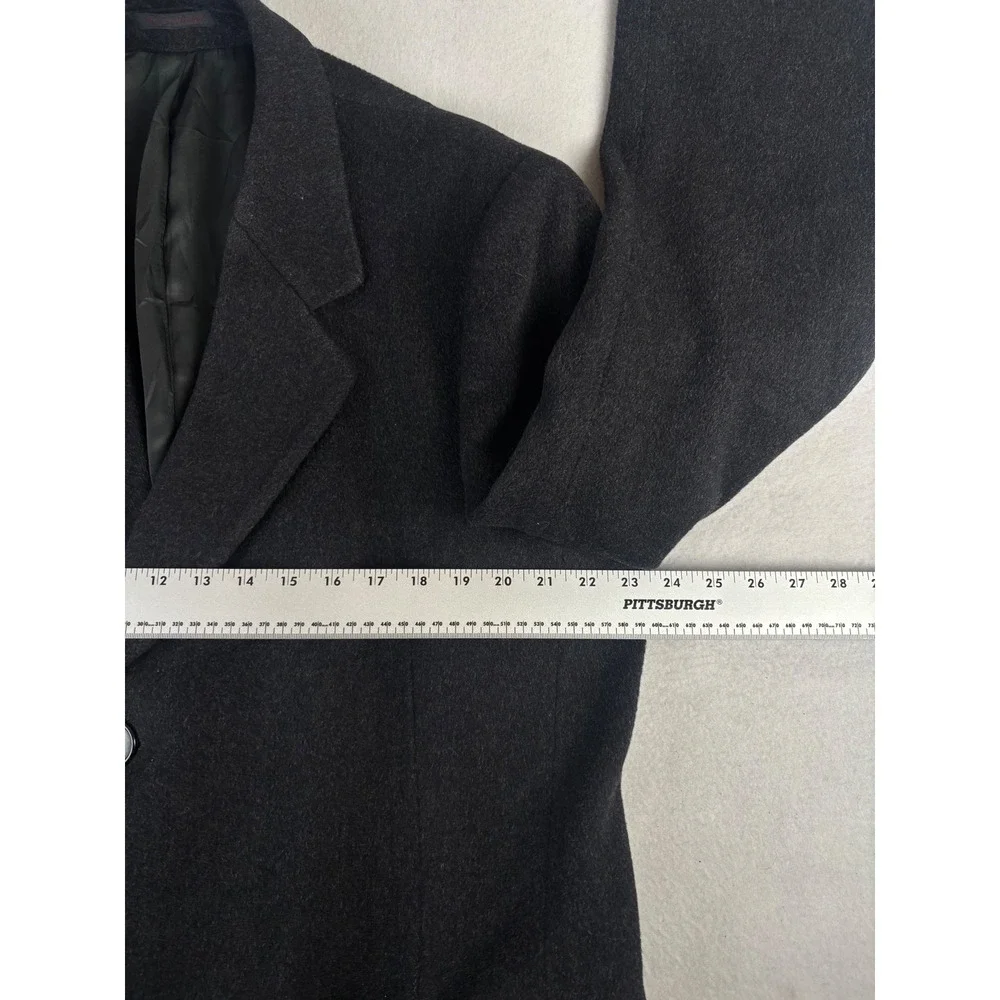 Club Room Mens 100% Pure Wool Overcoat Charcoal Grey Long Topcoat 44L Brazil